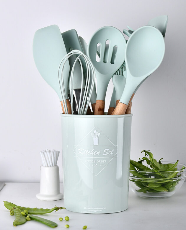 Silicone Kitchenware With Wooden Handle