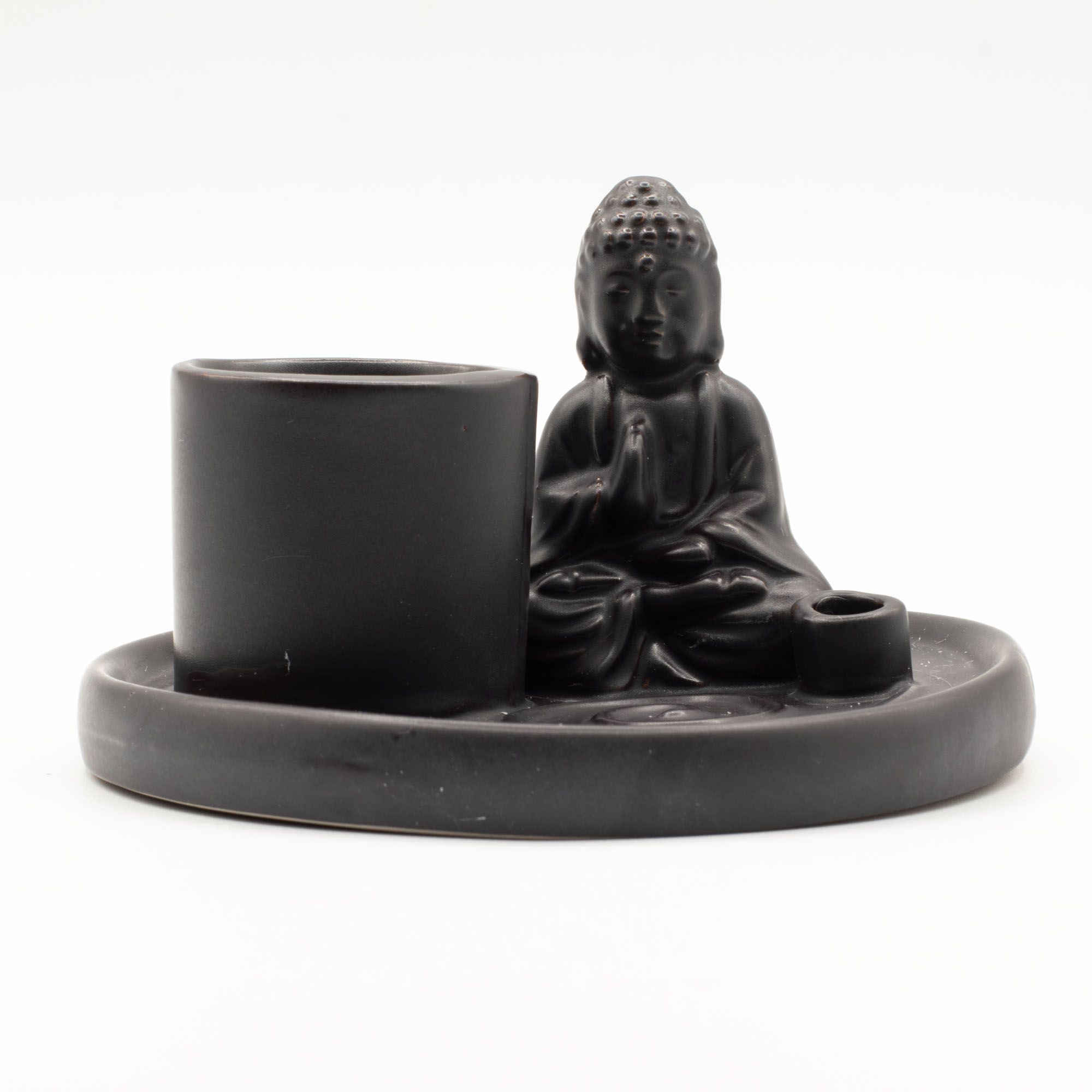 Multi Purpose Buddha Incense Plate - Ceramic Matt Black - Image 8
