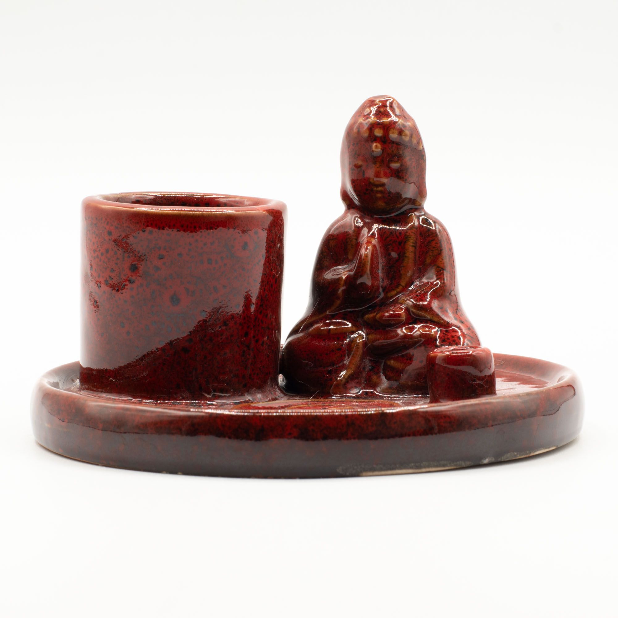 Multi Purpose Buddha Incense Plate - Ceramic Soft Red - Image 5