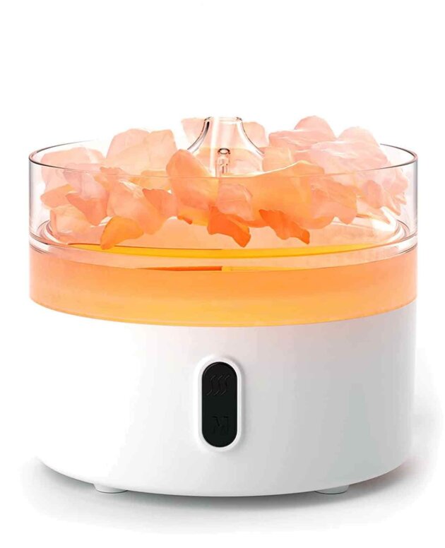 Himalayan Salt  Aroma Diffuser - Night Light - USB-C - Flame Effect (Salt included)