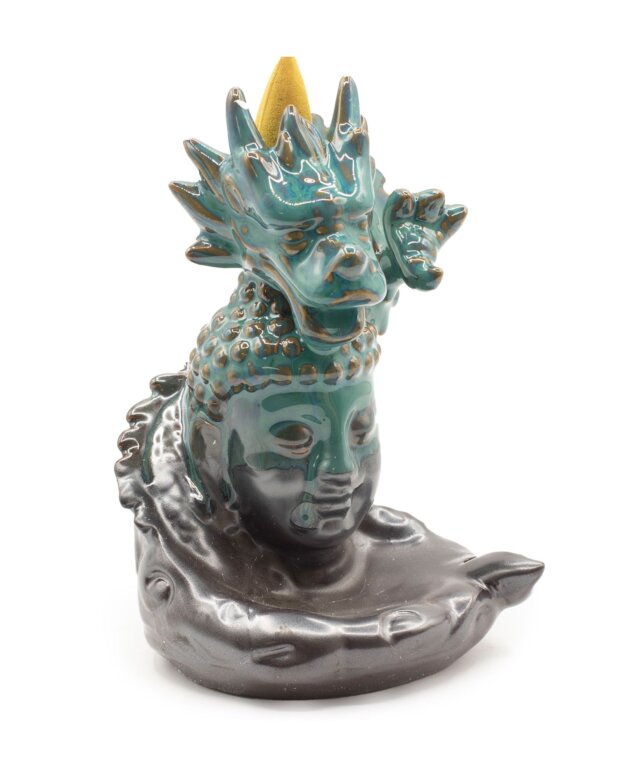 Backflow Incense Burner - Dragon Over Buddha