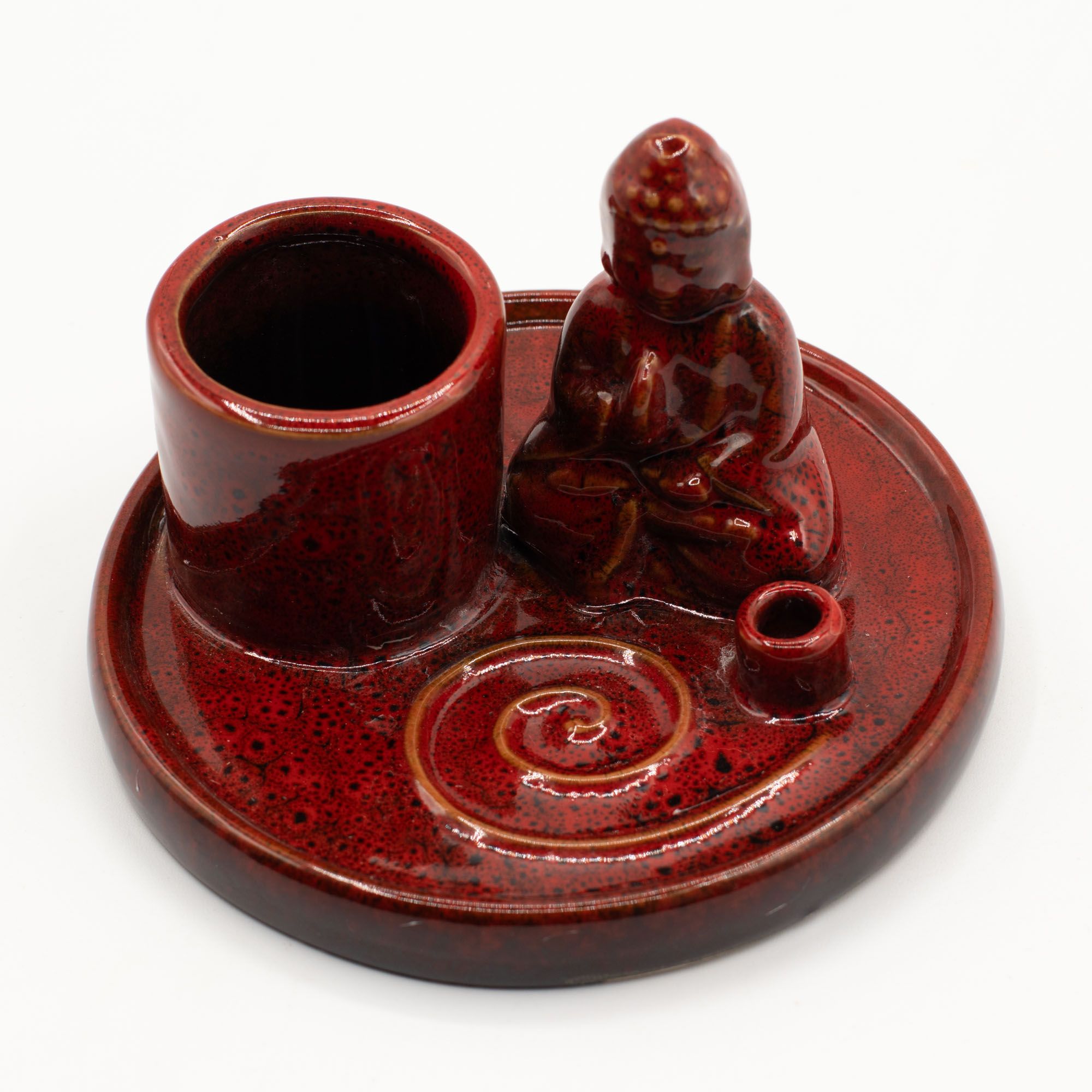 Multi Purpose Buddha Incense Plate - Ceramic Soft Red - Image 4
