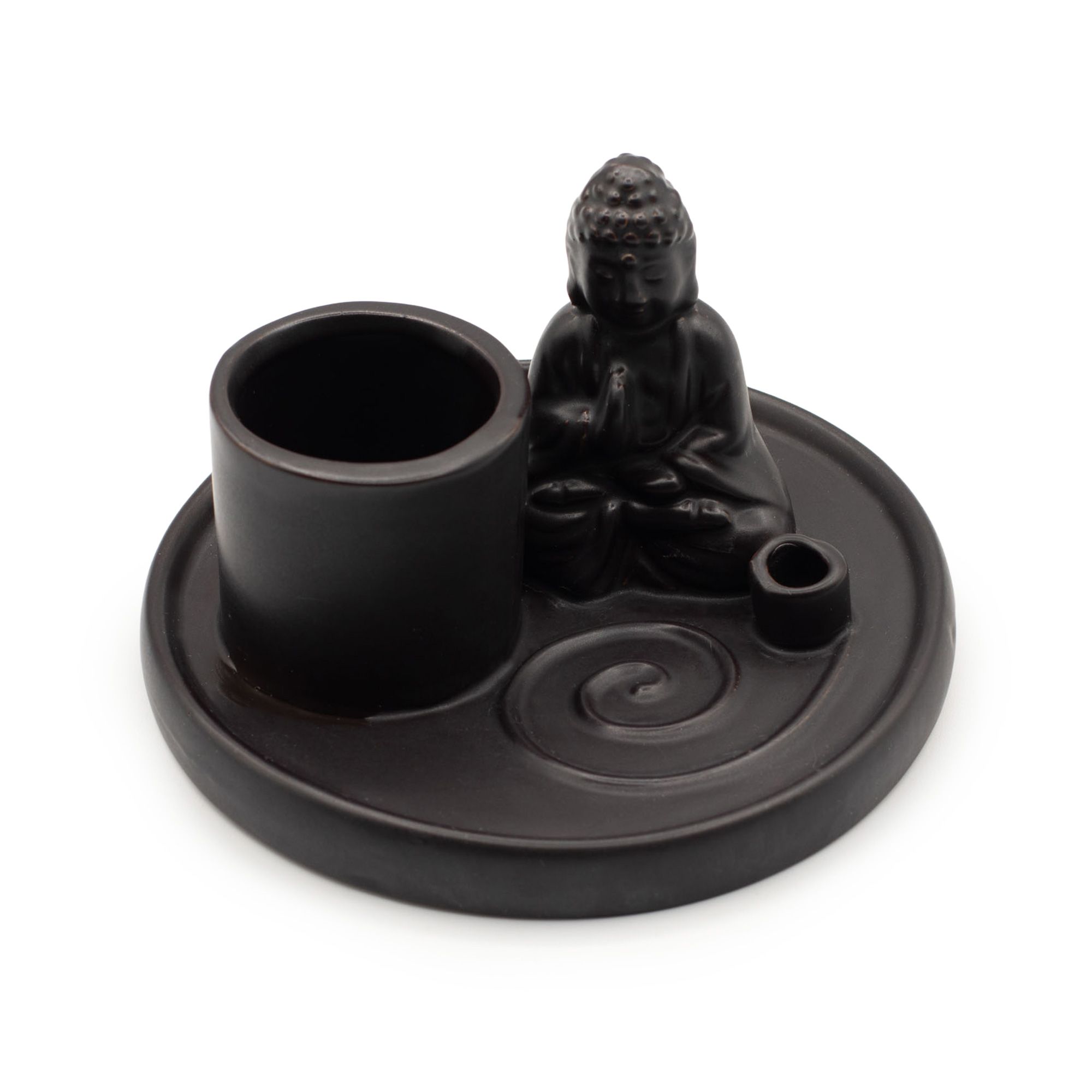 Multi Purpose Buddha Incense Plate - Ceramic Matt Black - Image 6