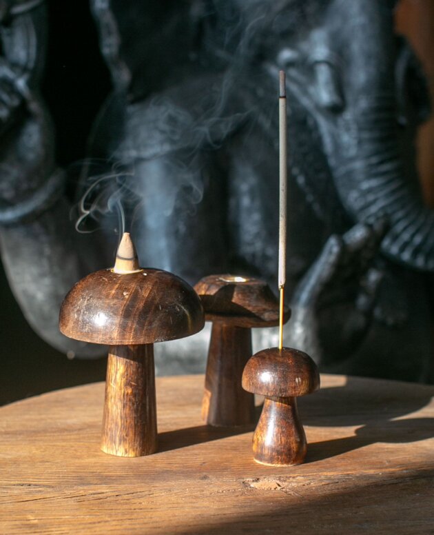 Set of 3 Incense Cone Mushrooms ((10cm 9cm 8cm)